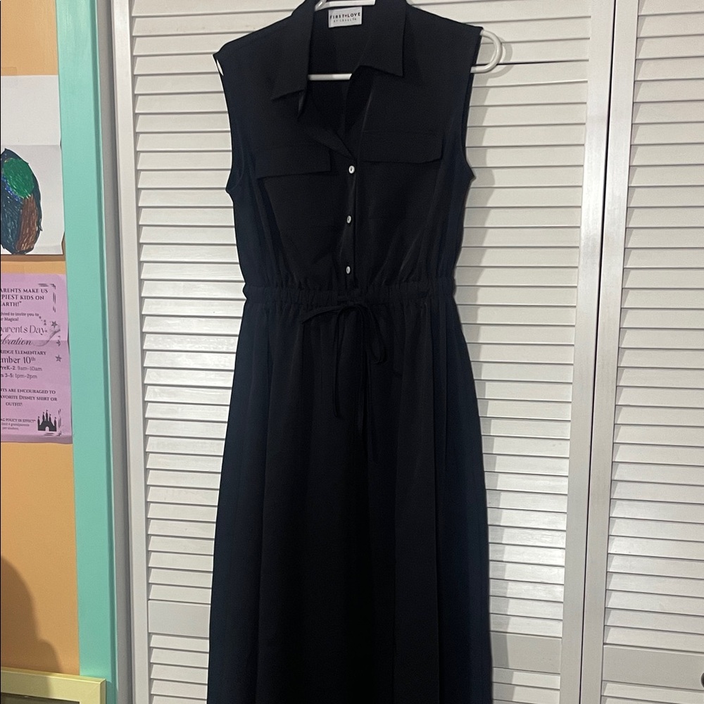 First Love black Sleeveless Midi Dress